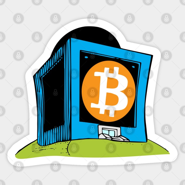 funny - crypto – store of value – Bitcoin vault (blue variant) Sticker by LiveForever